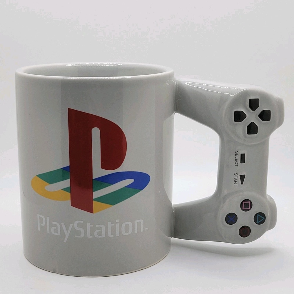 PlayStation Controller Handle Coffee Mug Gray Sony‎ Gaming PS Logo
